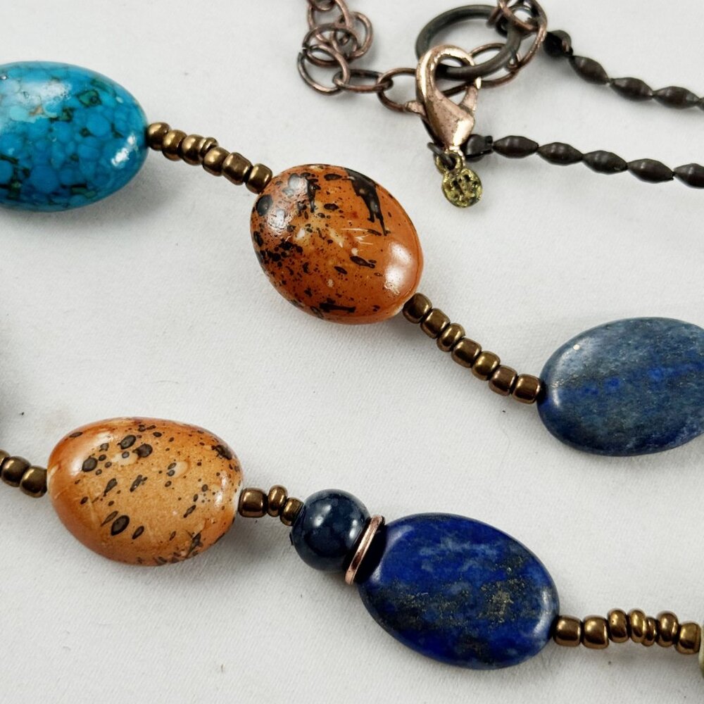 Long necklace, various types beads, signed "T", most likely Talbots vintage - Picture 4 of 5